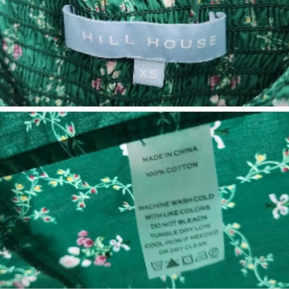 Hill House Home Women’s Nesli Nap Dress Emerald Trellis Green Floral Midi XS - Picture 4 of 4